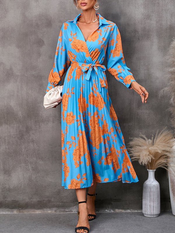 Levoire | Robe midi à manches longues imprimée polyvalente lâche