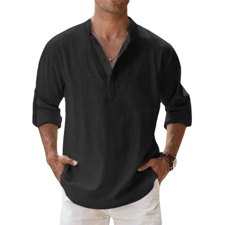 Levoire | Hommes Dét Coton Lin Chemise Noir