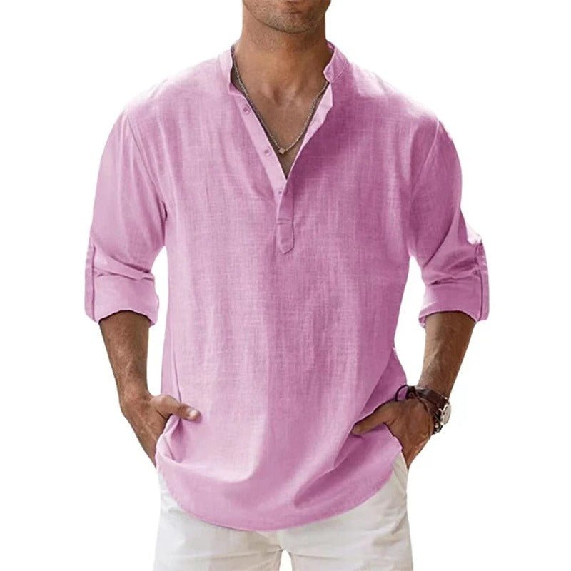 Levoire | Hommes Dét Coton Lin Chemise Rosa