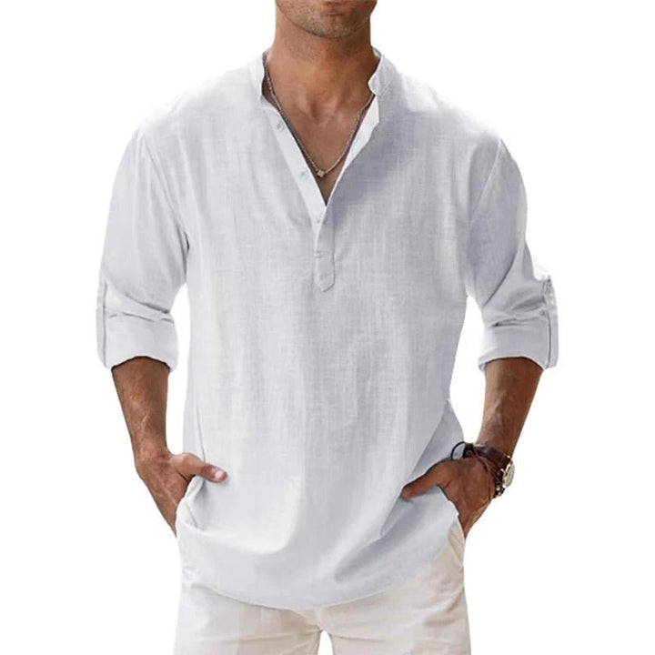 Levoire | Hommes Dét Coton Lin Chemise Blanc