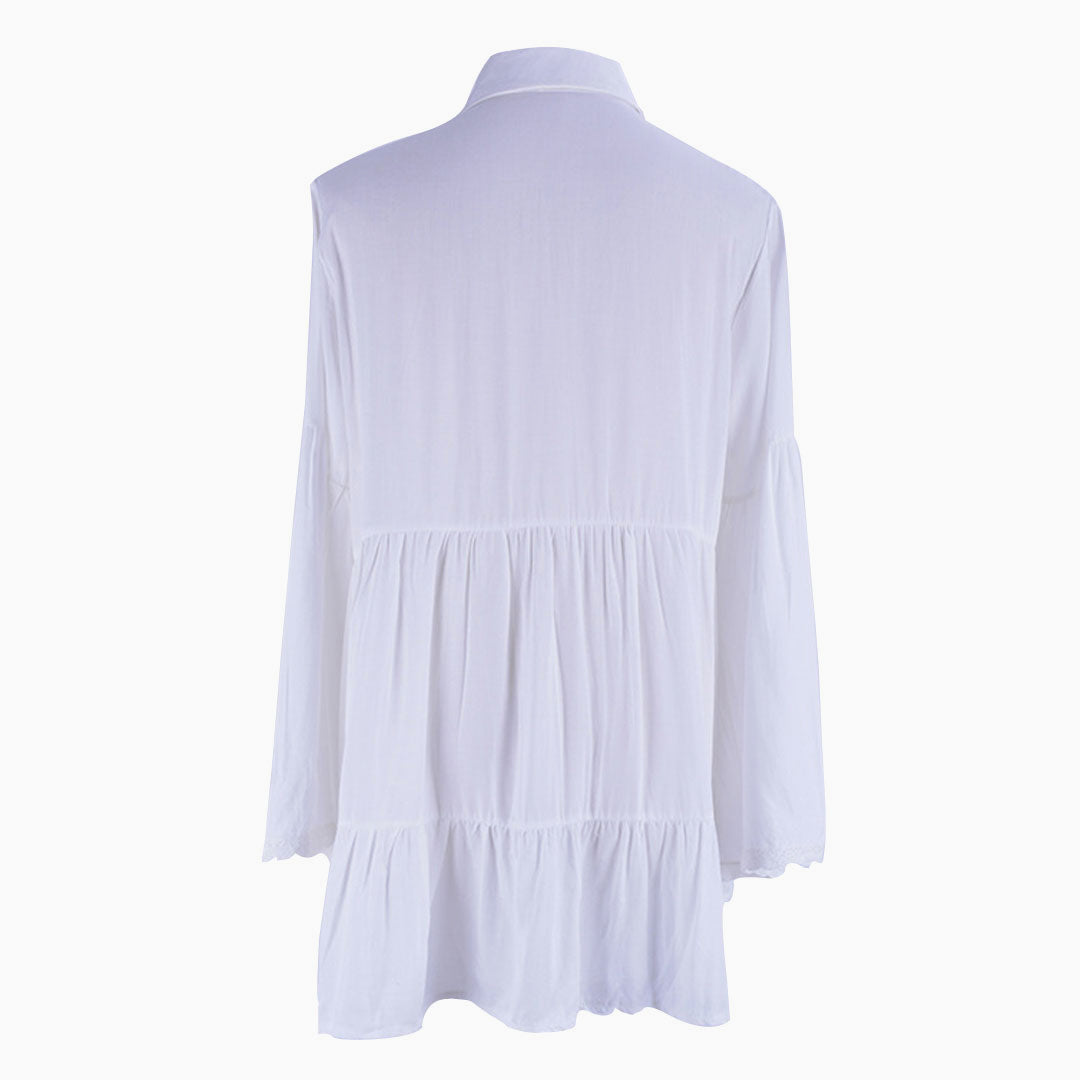 Levoire | Décontracté Col Manches Longues Croché Boutonné Écharpe De Plage