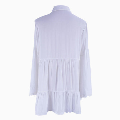 Levoire | Décontracté Col Manches Longues Croché Boutonné Écharpe De Plage