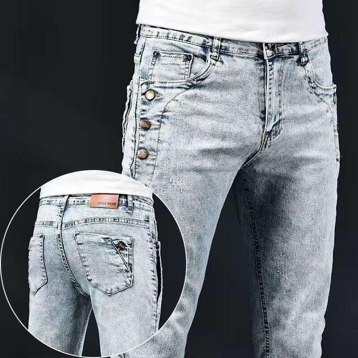 Levoire | Jeans Et Denim Pour Hommes À Motifs Décontractés Bleu clair Blanc