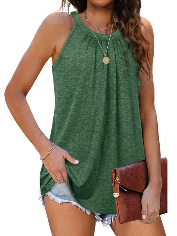 Levoire | T-shirt en coton uni à col rond élargi en tricot large Vert