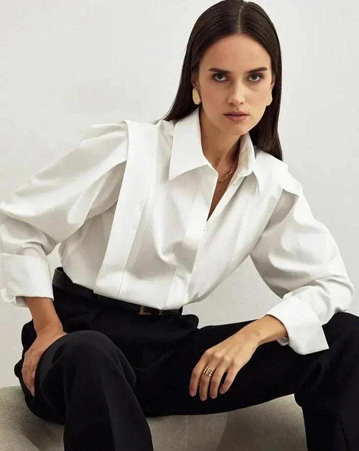 Levoire | Blouse Décontractée À Col V Avec Col Rabattu En Vente Blanc