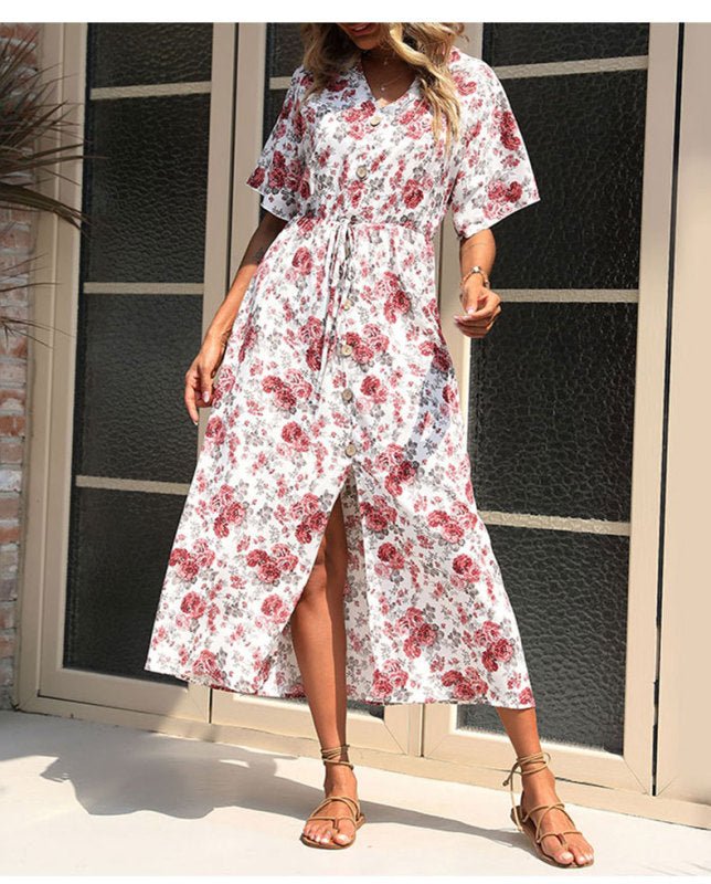 Levoire | Magnifique mode d'été pour femme robe à manches courtes à motifs Fleurissant