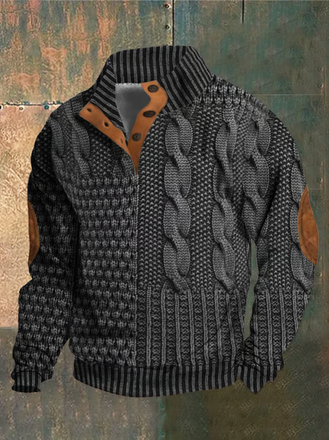 Levoire | Sweatshirt à imprimé rétro avec col montant Gris foncé
