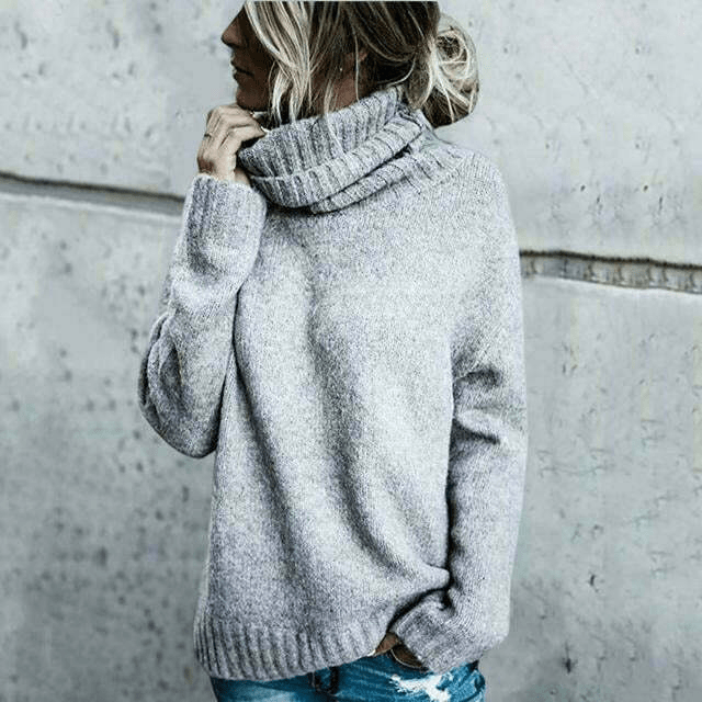 Levoire | Pull à col roulé en laine surdimensionné confortable pour femmes Sweatshirt Jumper Gilet Gris