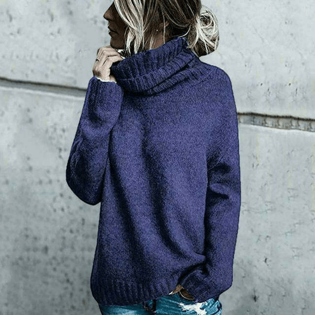 Levoire | Pull à col roulé en laine surdimensionné confortable pour femmes Sweatshirt Jumper Gilet Bleu