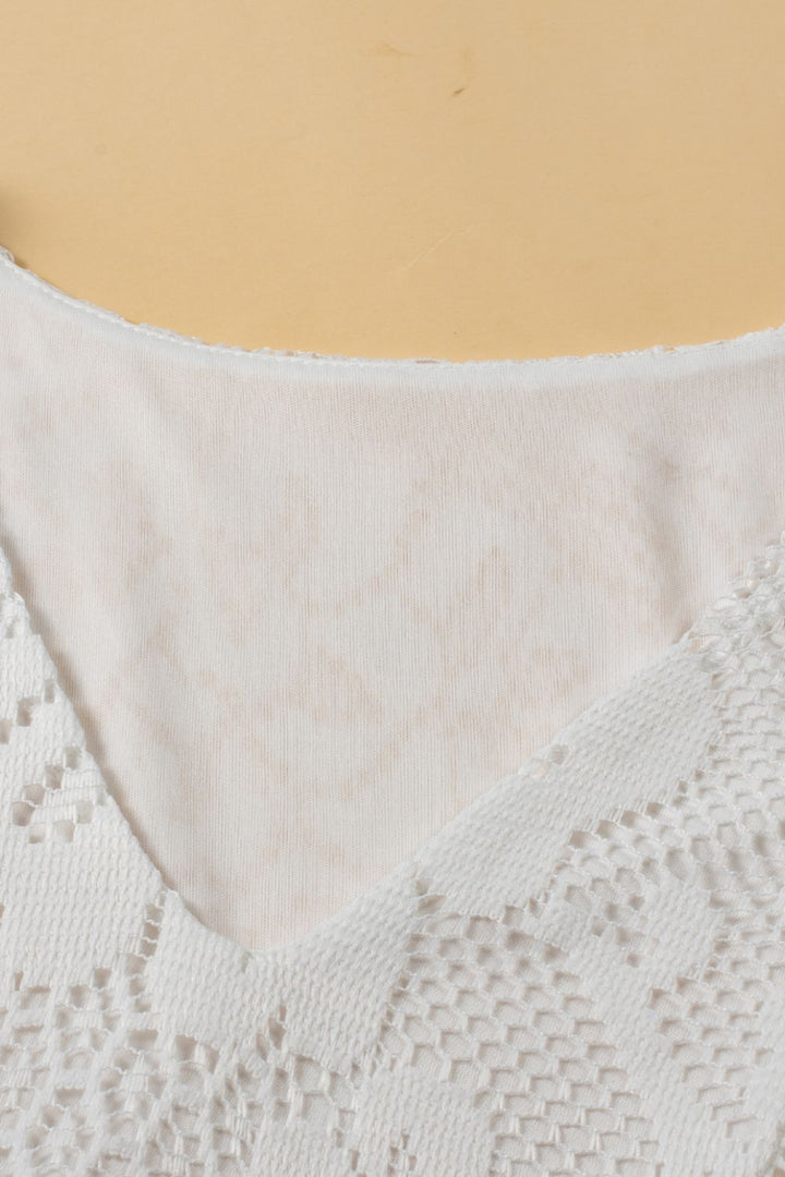 Levoire | Dentelle Crochet Découpé Ourlet Col En V Blouse