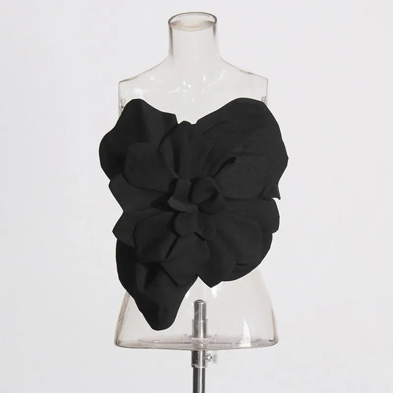 Levoire | Poche sans dos avec fleur tridimensionnelle Noir