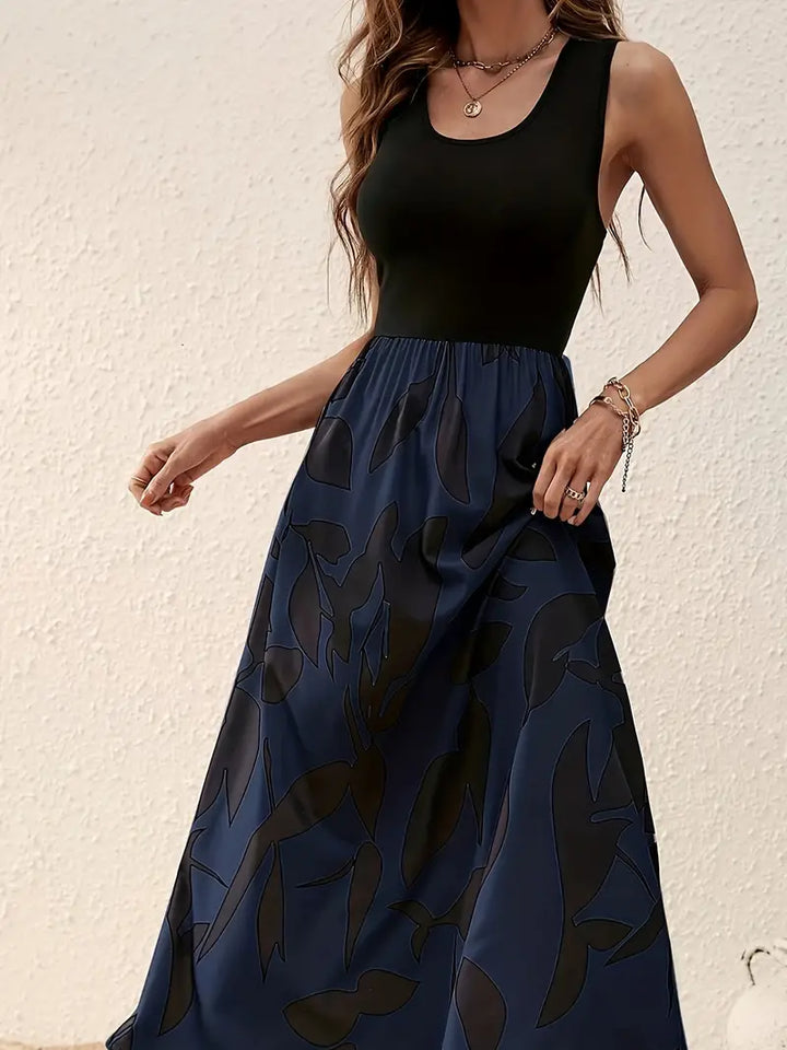 Levoire | Robe Maxi Sans Manches Avec Imprimé Géométrique Bleu