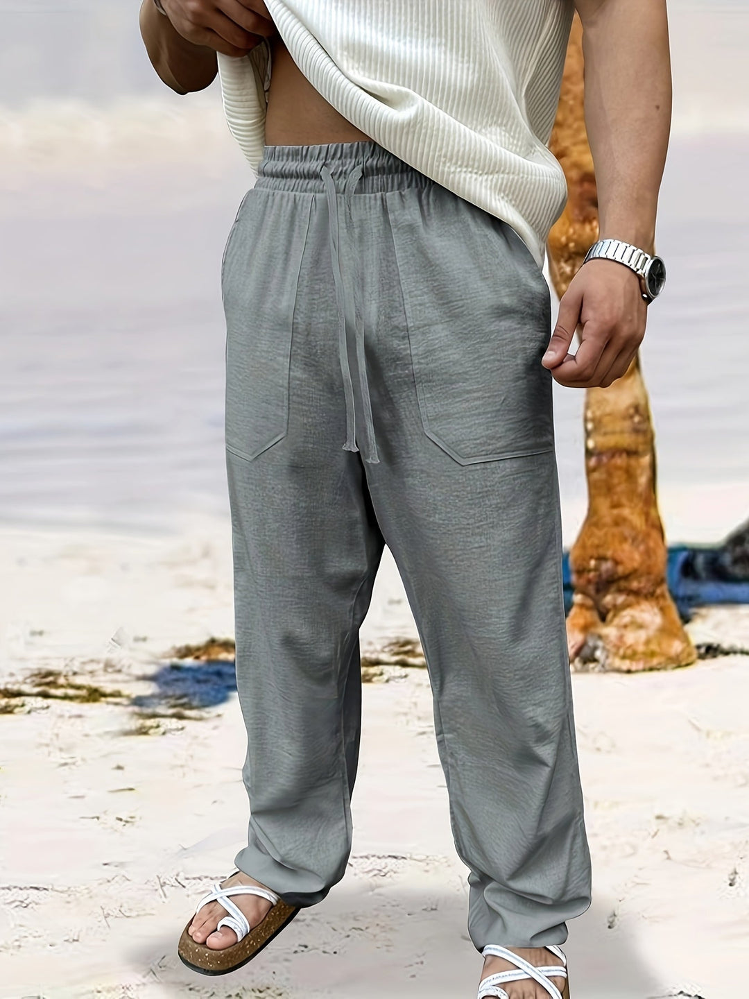 Levoire | Rento Loosefit Pantalon Homme 100% Coton Gris clair