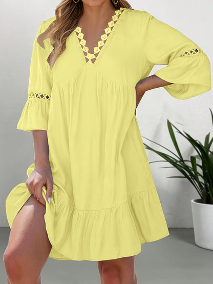 Levoire | Femme Robe élégante avec ourlet à volants Jaune