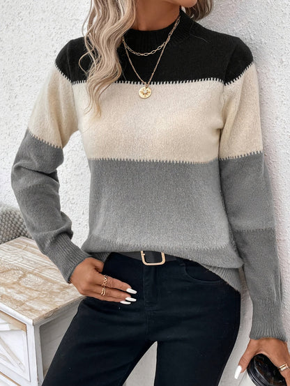 Levoire | Pull En Tricots Avec Des Blocs De Couleurs Gris