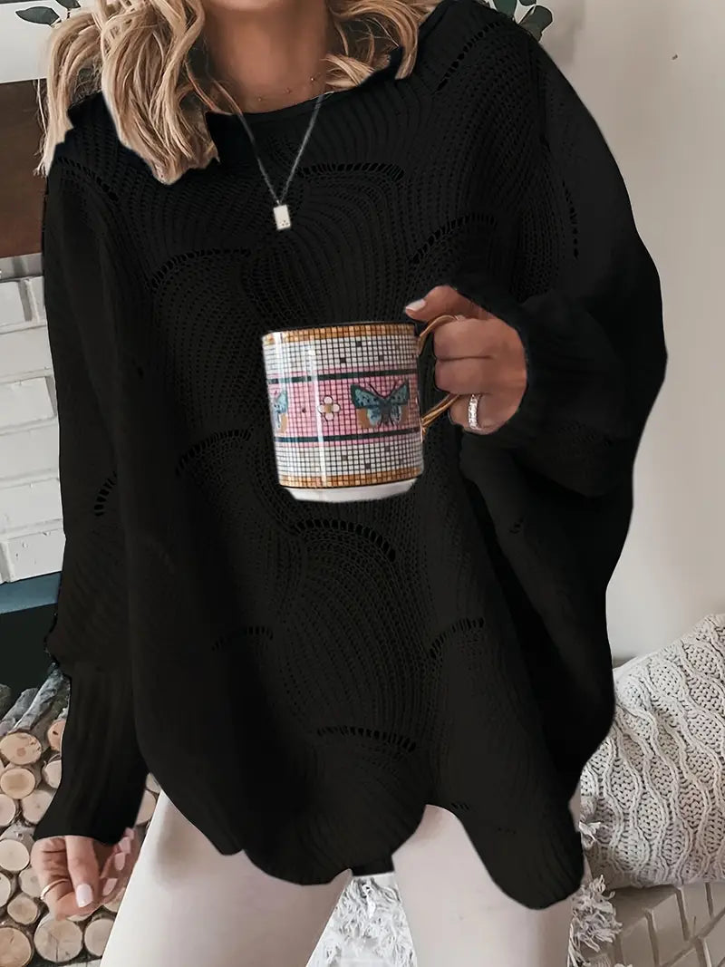 Levoire | Confortable Chandelier Sans Manches Col Rond Ouvert Pull Tricoté Décontracté Noir