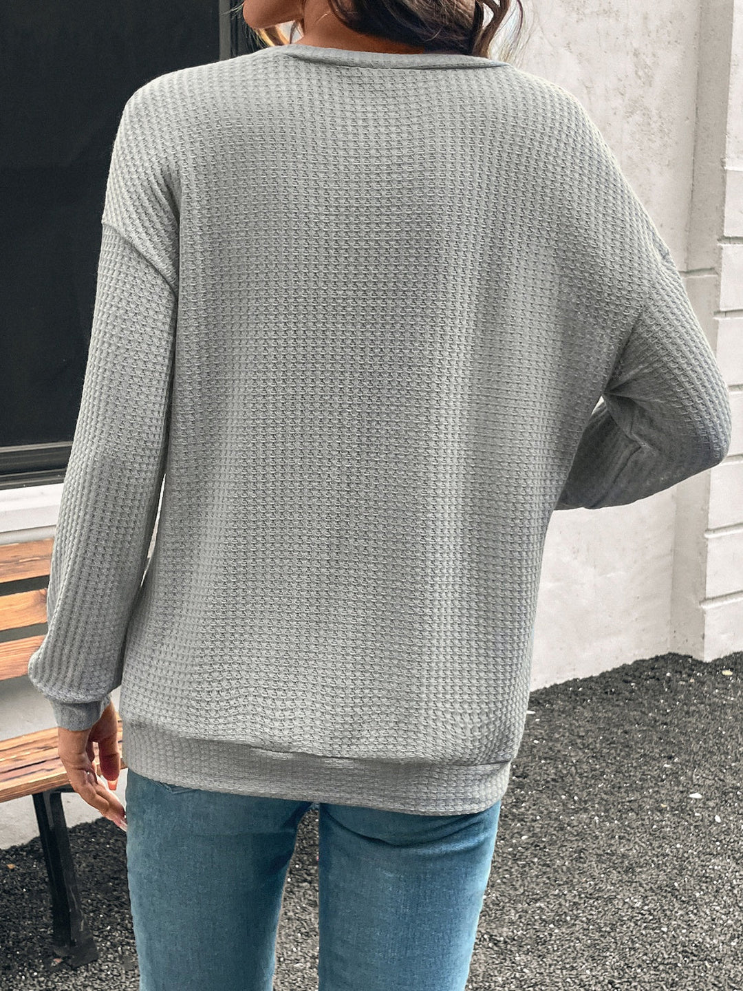 Levoire | Encolure ronde tombante épaule t-shirt à manches longues