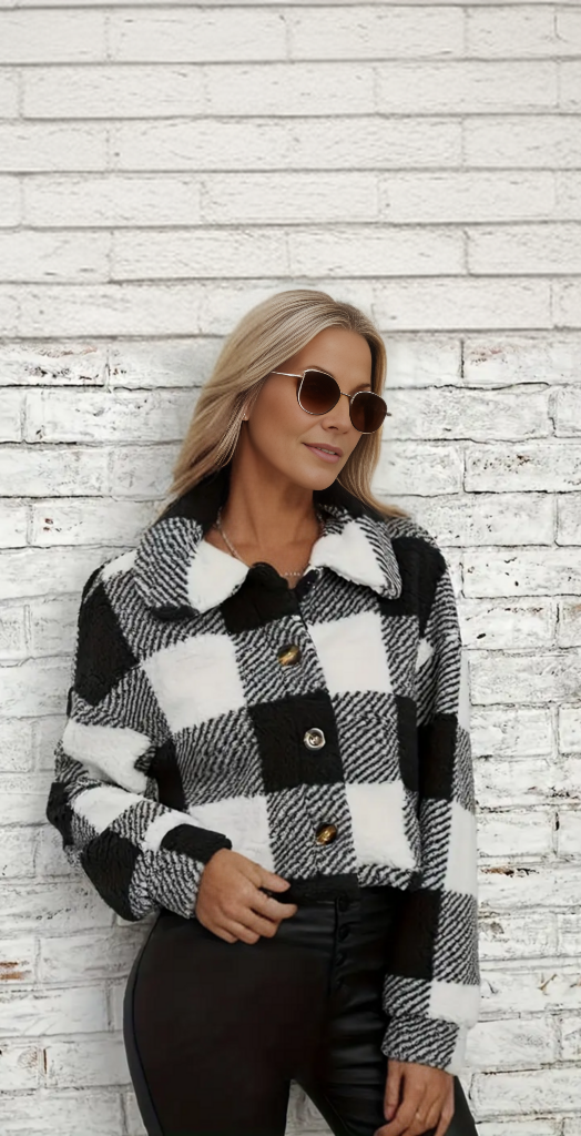 Levoire | Veste En Teddy Douce Courte Pour Femmes Noir