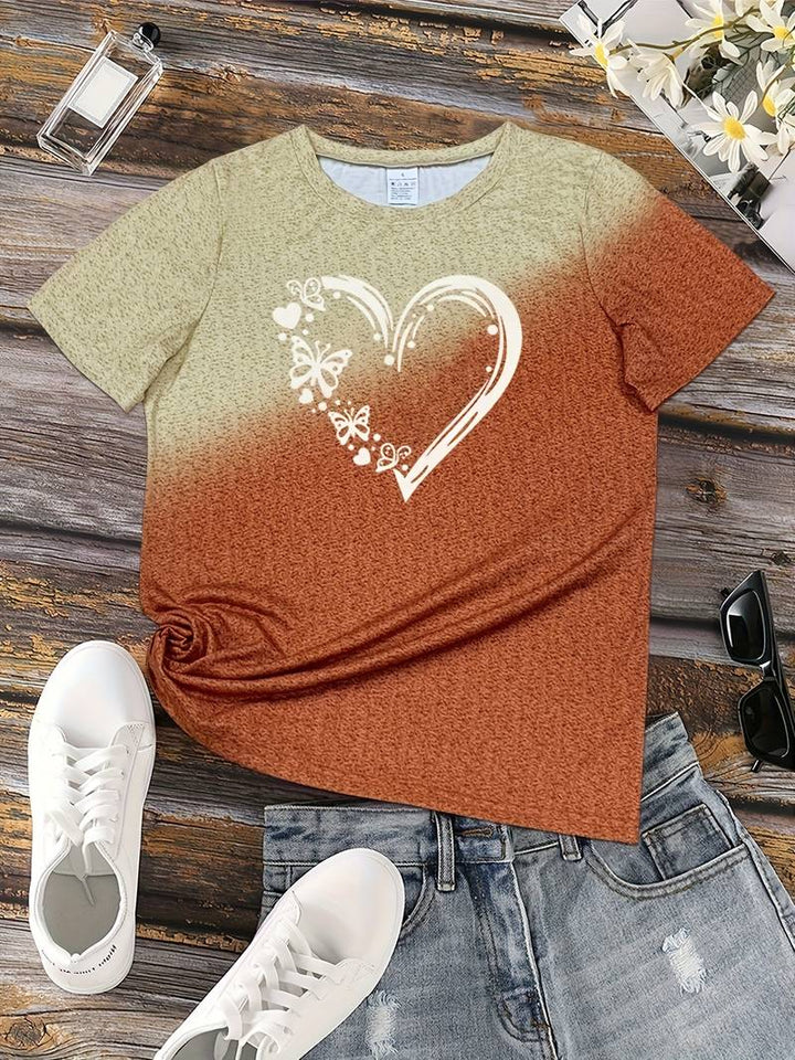 Levoire | T-Shirt Avec Impression De Cœur De Papillon Et Col Rond