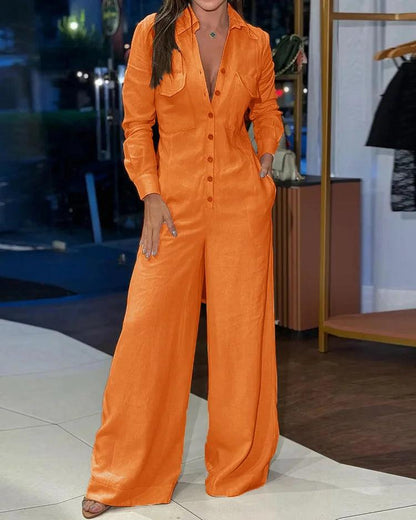 Levoire | Pantalon Large Vêtement D’Extérieur Élégant Sans Manches Combinaisons Orange
