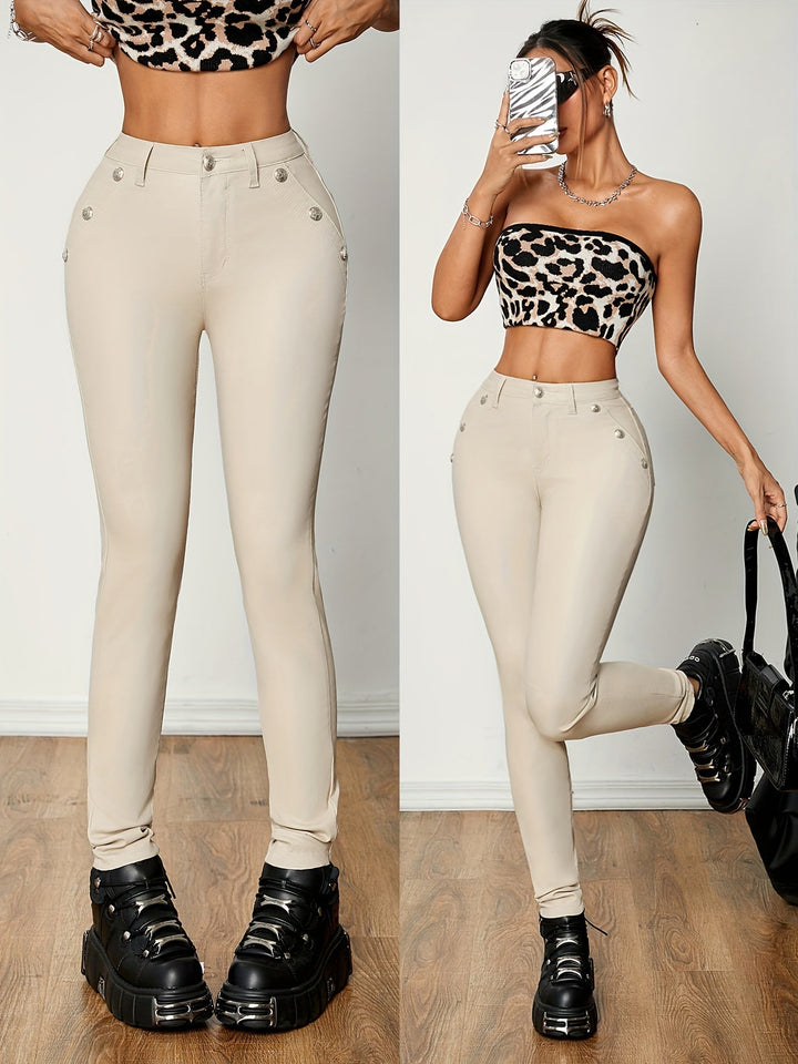 Levoire | Jean Slim Fit Pu Cuir Noir Skinny
