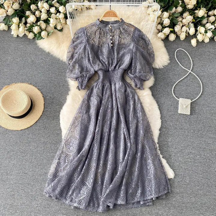 Levoire | Robe en dentelle vintage élégante Gris Une taille
