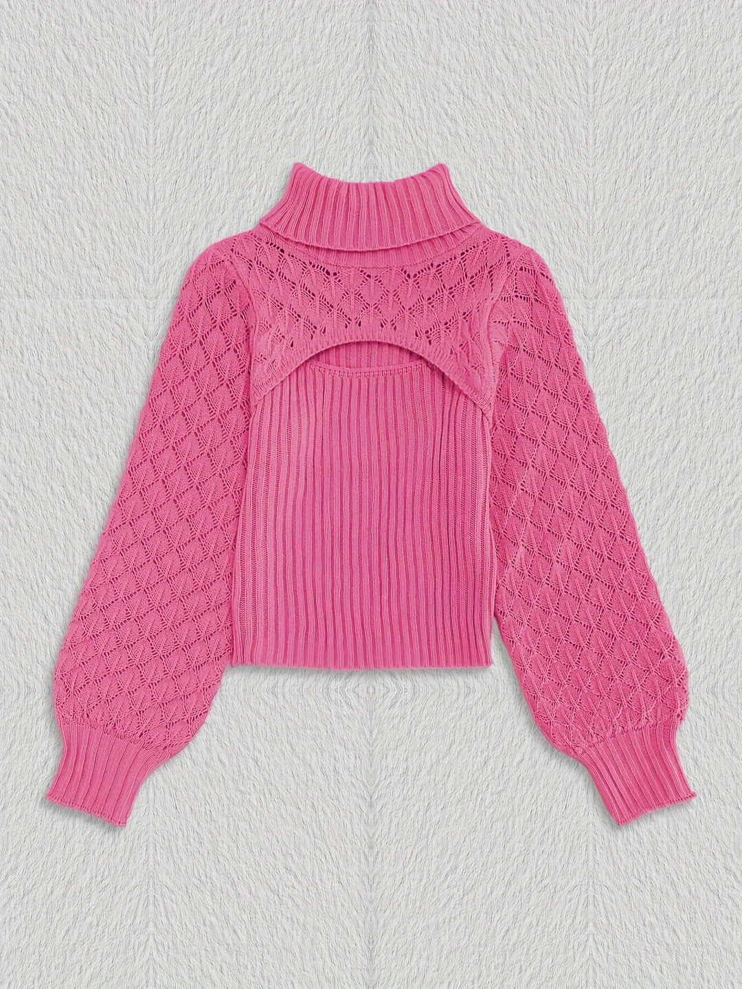 Levoire | Pull À Col Roulé Unicolore En Tricot Pointelle