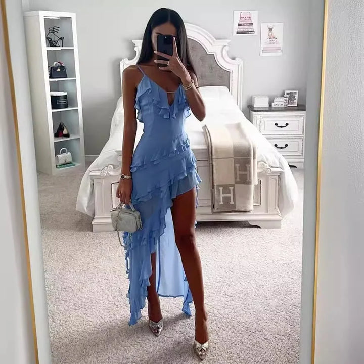 Levoire | Robe sexy de couleur unie avec encolure licou