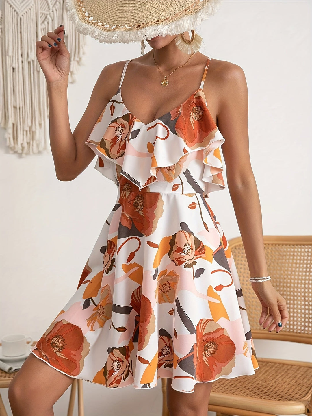 Levoire | Robe dos nu à imprimé floral blanc