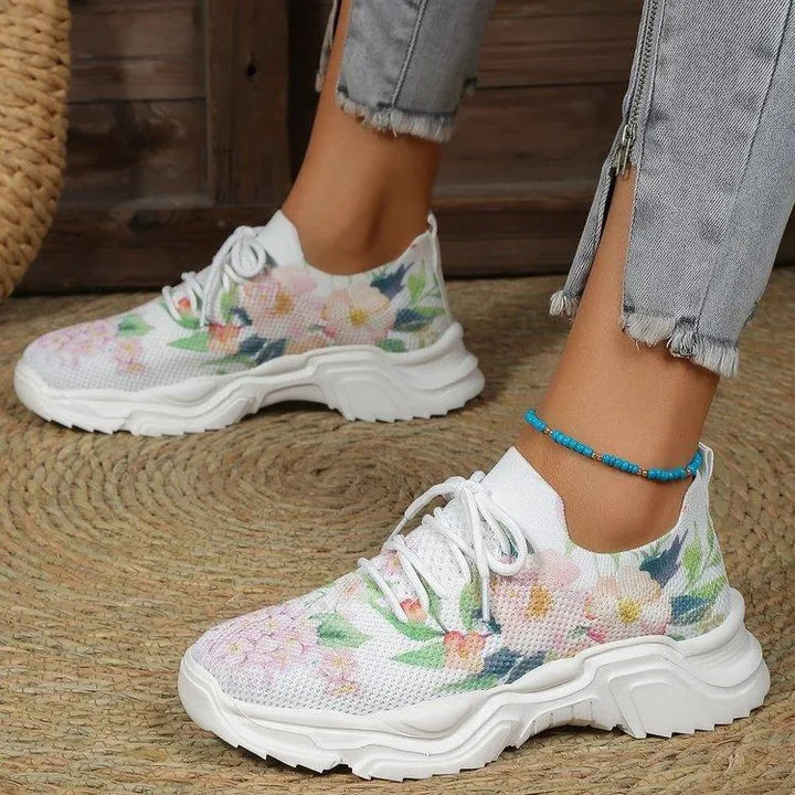 Levoire | Baskets Orthopédiques Respirantes avec Imprimé Floral pour Femmes Rose