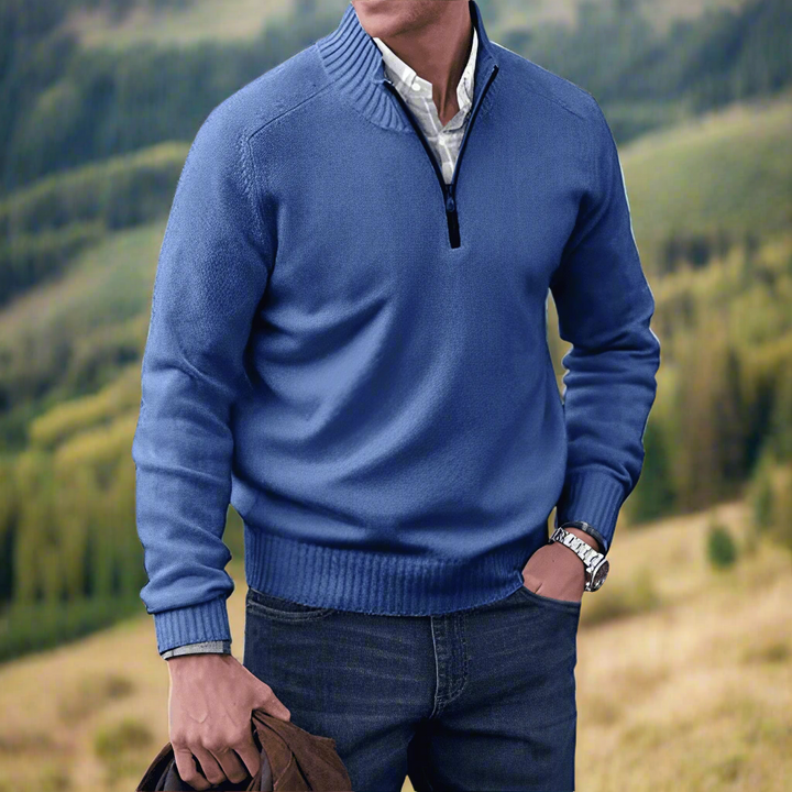 Levoire | Mitten En Tricot Zippé Avec Sensation De Cachemire Bleu