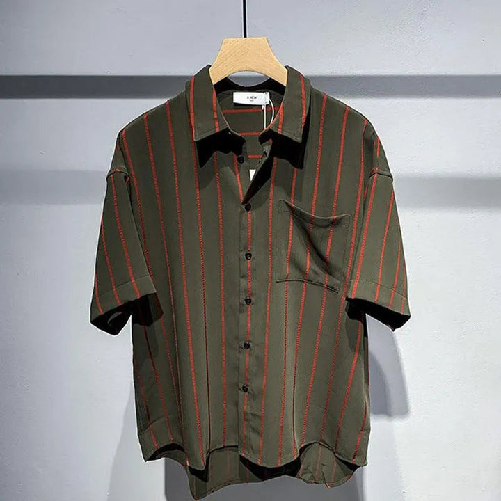 Levoire | Chemise à rayures à manches courtes pour hommes avec une coupe confortable et ample Braun