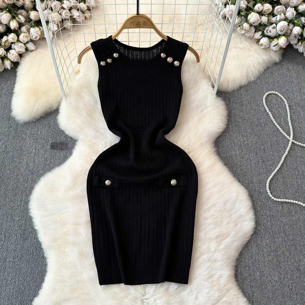 Levoire | Robe en soie tricotée élégante Noir Taille libre