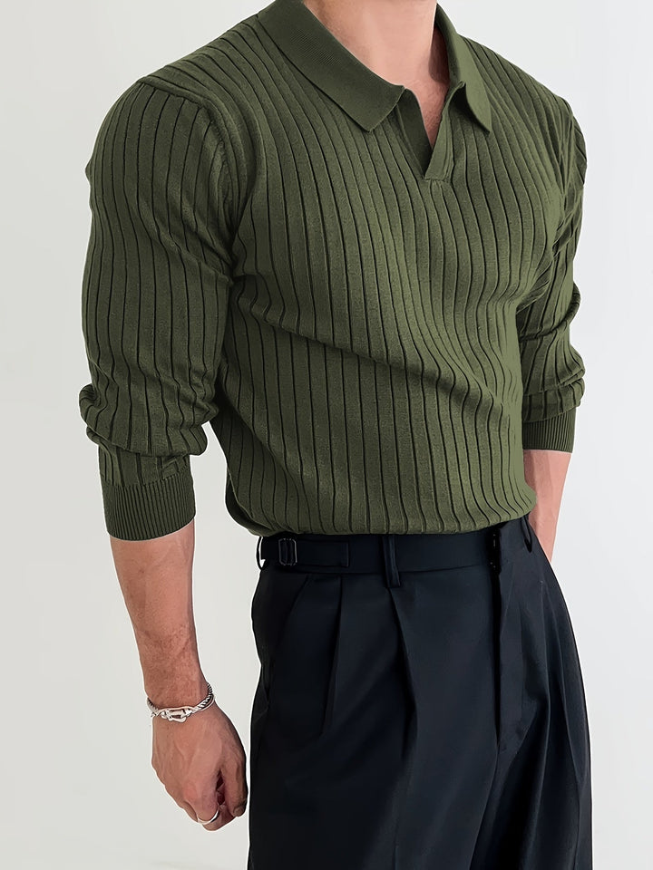 Levoire | Chemise Tricot Rayée À Manches Longues Olive vert 1