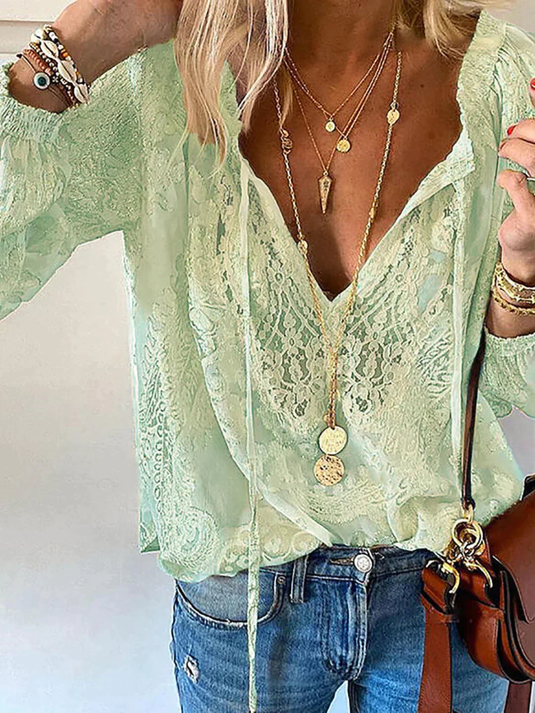 Levoire | Tee-Shirt Unique Avec Des Détails En Dentelle Vert