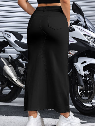 Levoire | Jupe Maxi En Denim Noir À Rayures