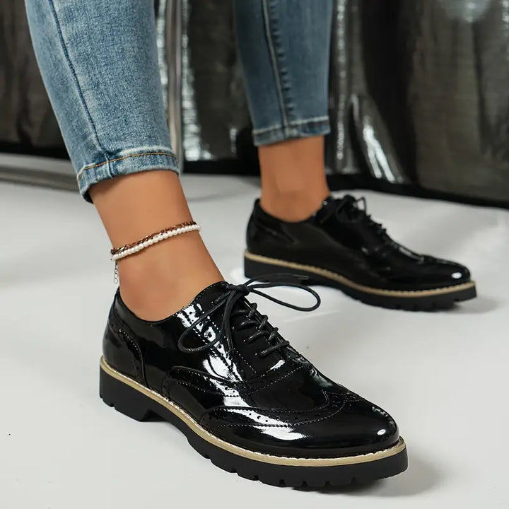 Levoire | Chaussures Vernis De Style Oxford Avec Semelle Épaisse Pour Femmes