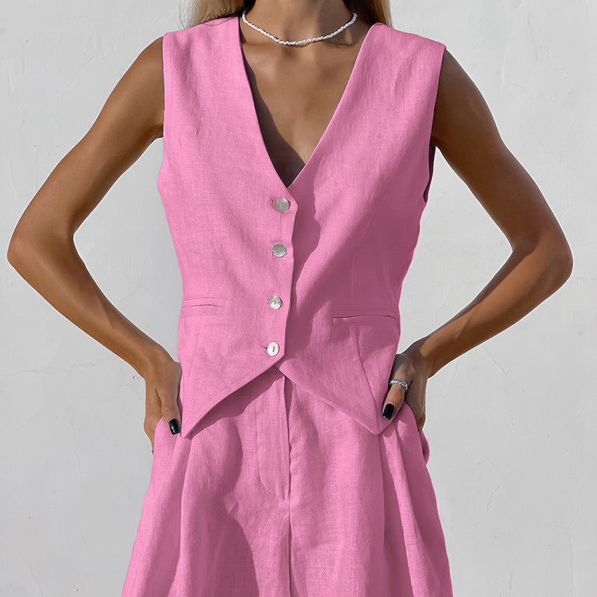 Levoire | Ensemble De Gilet Et Shorts Sur Mesure Rosa