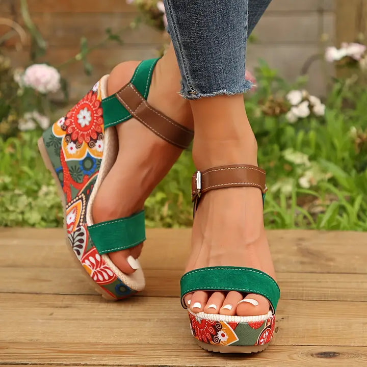Levoire | Sandales Compensées Avec Motif Floral Pour Femmes Design