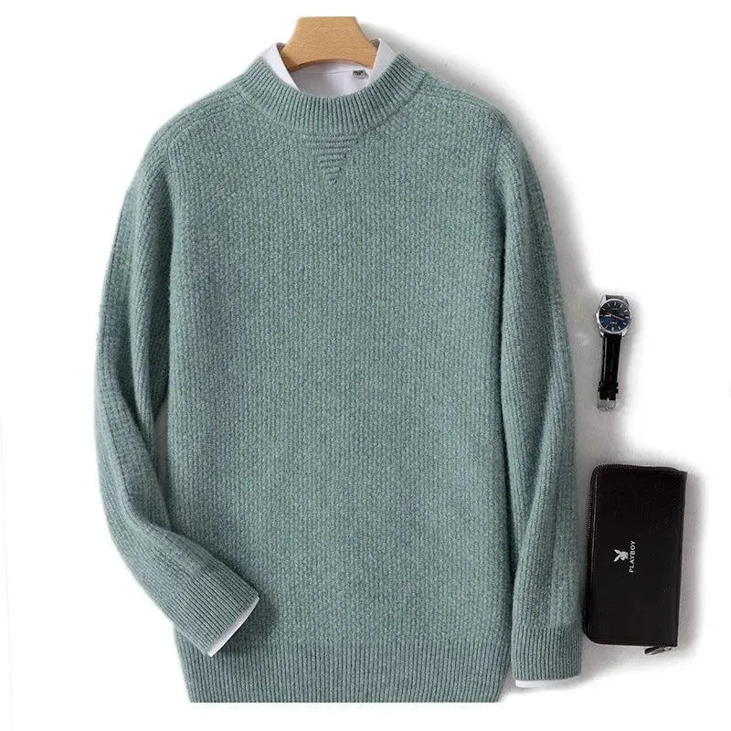 Levoire | Pull-over pour homme en cachemire, tricoté décontracté, avec étiquette de col Wollastonite Vert