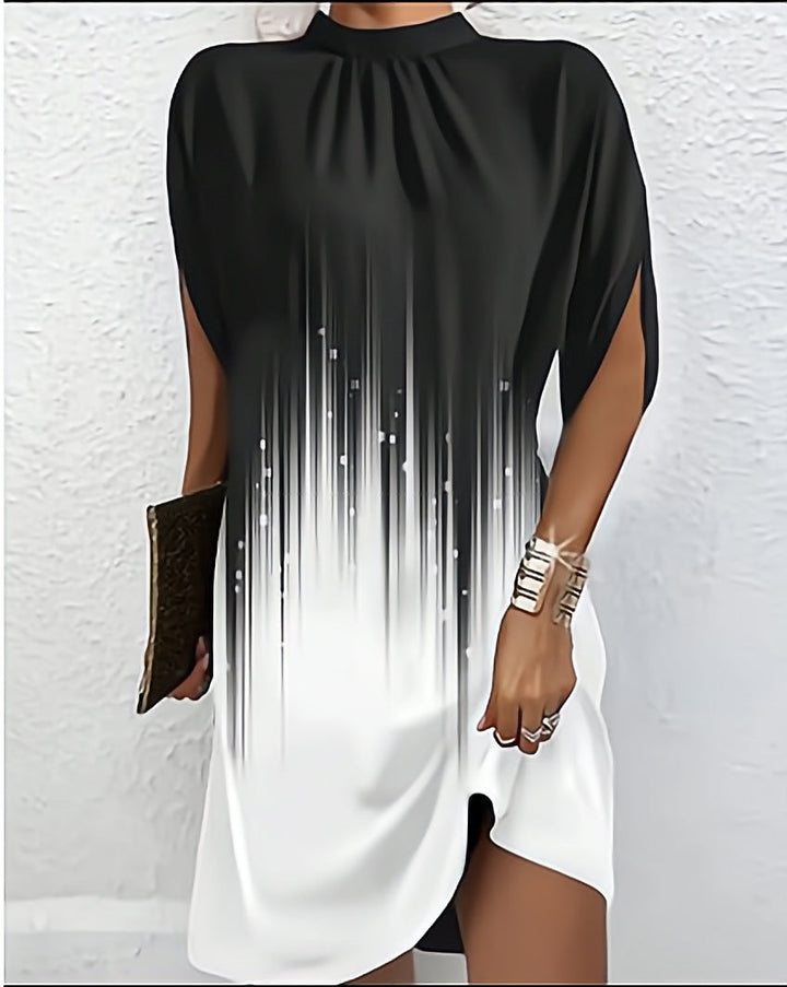 Levoire | Robe Confortable À Manches Courtes Pour - Femmes - Mini Noir et Blanc