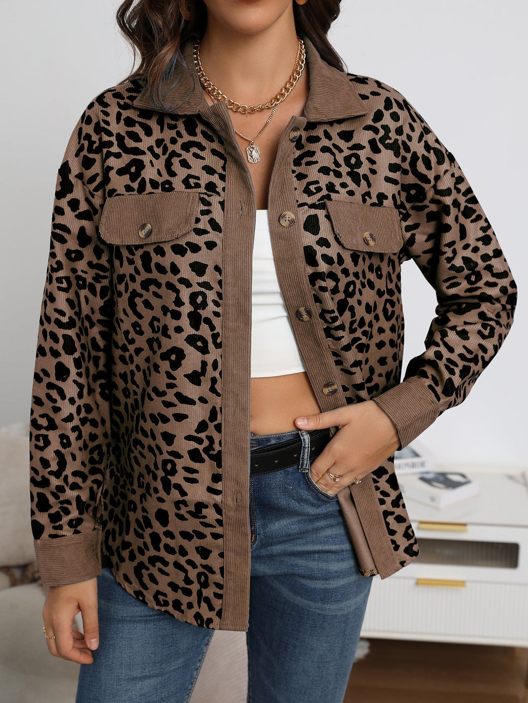 Levoire | Chemise Veste Avec Motif Léopard Braun