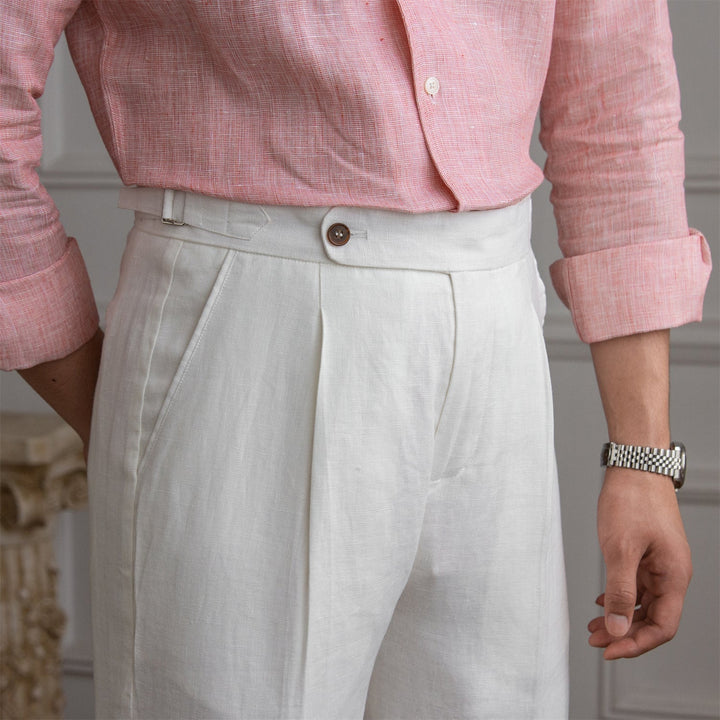 Levoire | Pantalon En Lin Léger Avec Taille Élastique Blanc