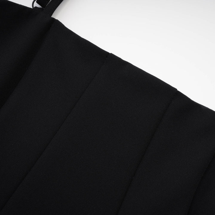 Levoire | Noir Ouvert Dos Plissé Midi Robe