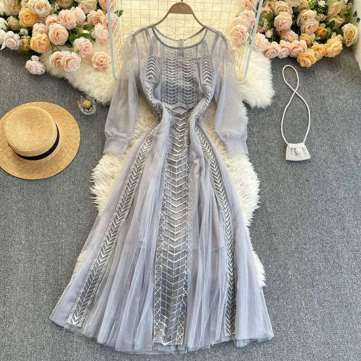 Levoire | Robe élégante en dentelle pour femmes Gris