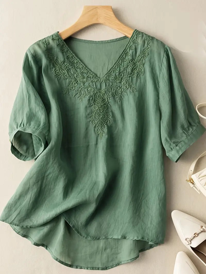 Levoire | T-shirt vintage à col en V Vert