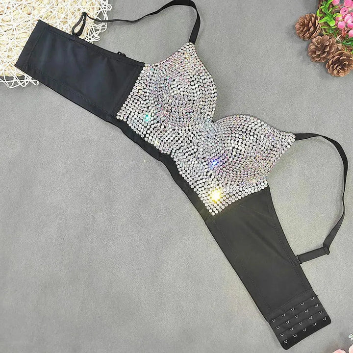 Levoire | Haut sexy bustier à décolleté en V avec de légers diamants