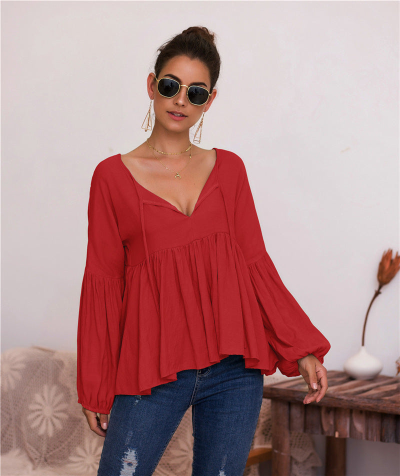 Levoire | Puffihihat V-Col T-Shirt Rot