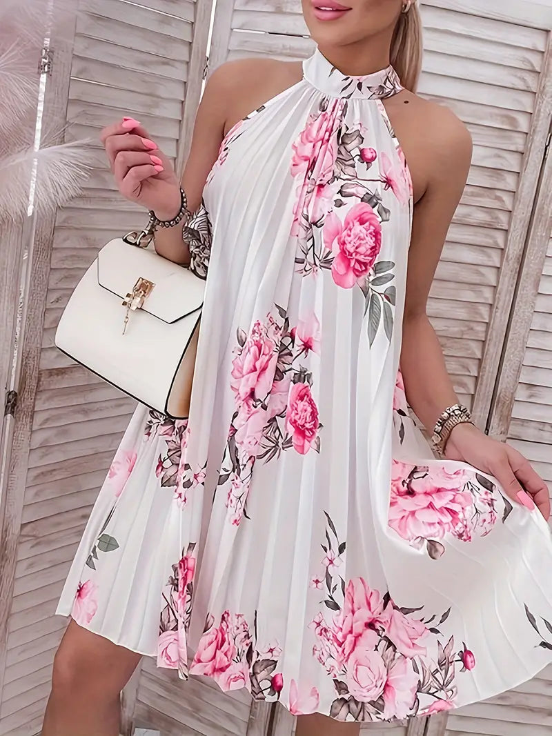 Levoire | Robe Sans Manches Plissée Avec Imprimé Floral Jaune
