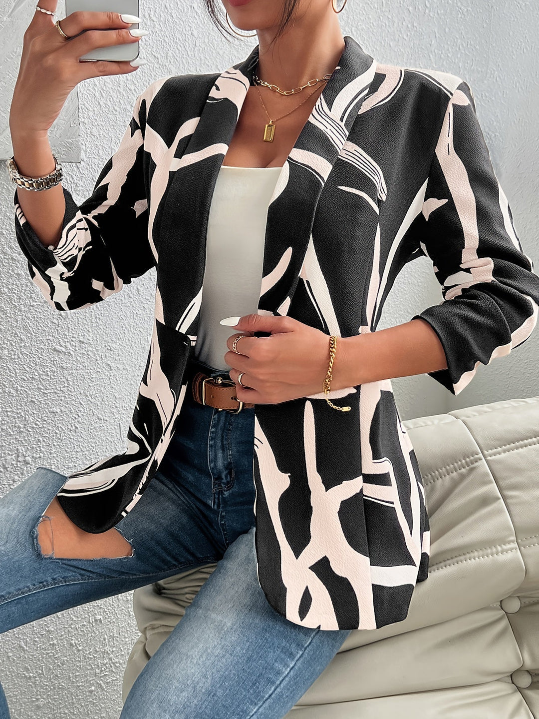 Levoire | Blazer Avec Un Motif Abstrait Et Des Revers